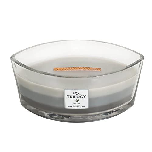 WoodWick Ellipse Scented Candle, Warm Woods Trilogy, 16oz | Up to 50 Hours Burn Time