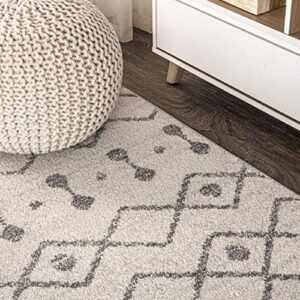 JONATHAN Y MOH208B-8 Aksil Moroccan Beni Souk Indoor Farmhouse Area-Rug Bohemian Minimalistic Geometric Easy-Cleaning Bedroom Kitchen Living Room Non Shedding, 8 ft x 10 ft, Cream/Gray