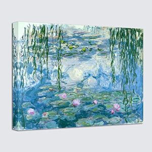 wieco art water lilies floral canvas prints wall art by claude monet famous oil paintings flowers reproduction for kitchen bedroom bathroom home decor modern classic landscape pictures giclee artwork