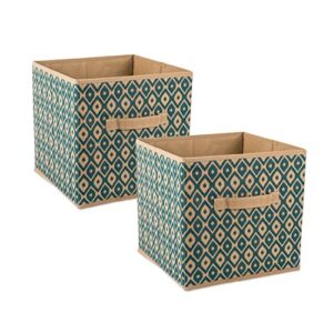 dii non woven polyester ikat storage bin, 11x11x11 (2), green