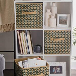 DII Non Woven Polyester Ikat Storage Bin, 11x11x11 (2), Green