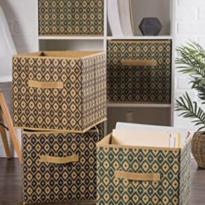 DII Non Woven Polyester Ikat Storage Bin, 11x11x11 (2), Green