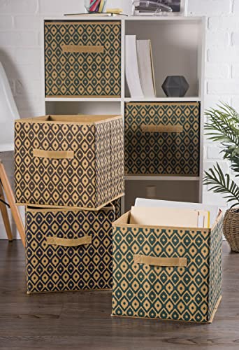 DII Non Woven Polyester Ikat Storage Bin, 11x11x11 (2), Green