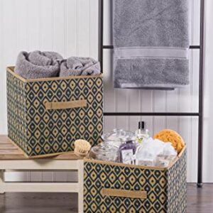 DII Non Woven Polyester Ikat Storage Bin, 11x11x11 (2), Green