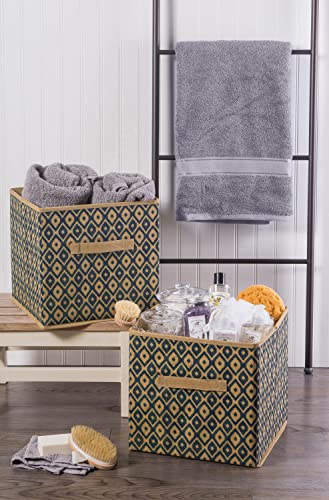 DII Non Woven Polyester Ikat Storage Bin, 11x11x11 (2), Green