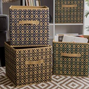 DII Non Woven Polyester Ikat Storage Bin, 11x11x11 (2), Green