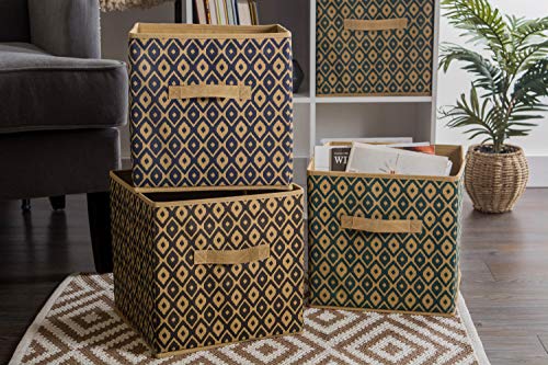 DII Non Woven Polyester Ikat Storage Bin, 11x11x11 (2), Green