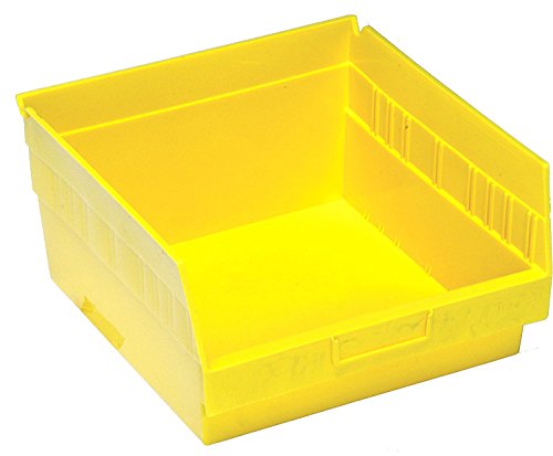 QUANTUM STORAGE SYSTEMS K-QSB209YL-4 4-Pack Plastic Shelf Bin Storage Containers, 11-5/8" x 11-1/8" x 6", Yellow