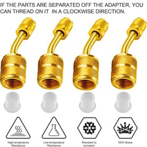 R410a Charging Vacuum Port Adapter Brass Converter with Thimble 5/16 Inch Female Quick Coupler to 1/4 Inch Male Flare for Mini Split System Air Conditioner HVAC Refrigeration Service (1 Pack)