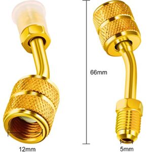 R410a Charging Vacuum Port Adapter Brass Converter with Thimble 5/16 Inch Female Quick Coupler to 1/4 Inch Male Flare for Mini Split System Air Conditioner HVAC Refrigeration Service (1 Pack)