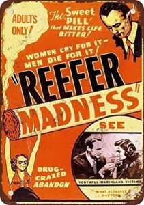 1936 reefer madness movie vintage look reproduction metal tin sign 8x12 inches