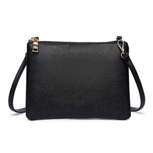 amelie galanti womens small crossbody strap handbag bag,soft leather fabric delicate durable fashion design (black)