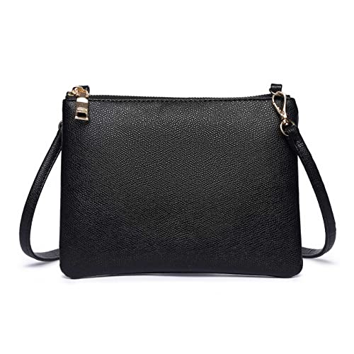 AMELIE GALANTI womens small crossbody strap handbag bag,Soft Leather Fabric Delicate Durable Fashion Design (Black)