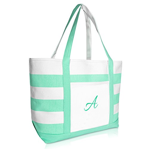 DALIX Monogram Beach Bag and Totes for Women Personalized Gifts Mint Green A