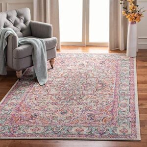 safavieh madison collection 8′ x 10′ beige / fuchsia mad259b shabby chic medallion distressed non-shedding living room bedroom dining home office area rug