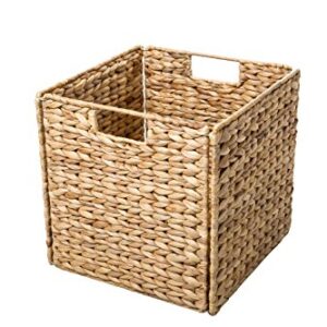 Trademark Innovations 12" Foldable Hyacinth Storage Basket with Iron Wire Frame