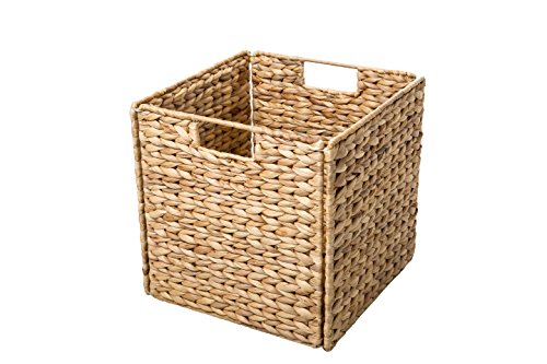 Trademark Innovations 12" Foldable Hyacinth Storage Basket with Iron Wire Frame