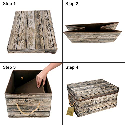 Livememory Foldable Storage Bin Fabric Decorative Storage Box with Lid and Handles for Office, Bedroom, Closet, Toys L15.7 x W11.8 x H7.9 Inches (Not Made of Wood)