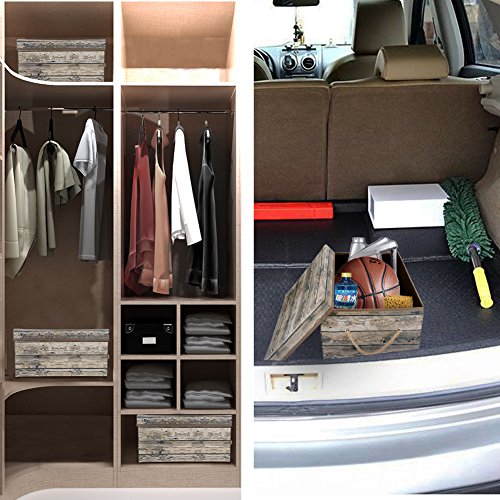 Livememory Foldable Storage Bin Fabric Decorative Storage Box with Lid and Handles for Office, Bedroom, Closet, Toys L15.7 x W11.8 x H7.9 Inches (Not Made of Wood)