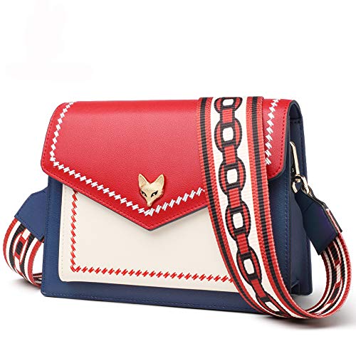 FOXER Small Leather Crossbody Bags for Women, Leather Ladies Mini Messenger Bags with 2 Style Adjustable Shoulder Strap Women's Fashion Phone Pouch Girls Casual Crossbody Flap Purses (Multicolored)