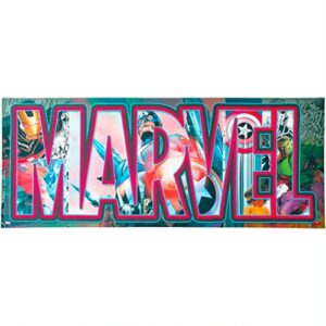 silver buffalo canvas letters wall art poster room decor featuring captain america, hulk, thor, and iron man, 30 x 12 inches, marvel avengers, office