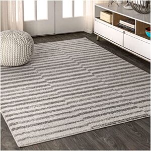 JONATHAN Y MOH204A-8 Lyla Offset Stripe Indoor Farmhouse Area-Rug Bohemian Minimalistic Striped Easy-Cleaning Bedroom Kitchen Living Room Non Shedding, 8 X 10, Grey