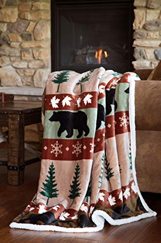 Carstens, Inc, Cascade Ridge Soft Sherpa Plush Throw Blanket, 54" x 68"