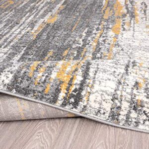 Abani Rugs Grey & Yellow Painted Pattern Area Rug Bold Rugged Contemporary Modern Style Accent, Laguna Collection | Turkish Made Superior Comfort & Construction | Stain Shed Resistant (5' x 7')