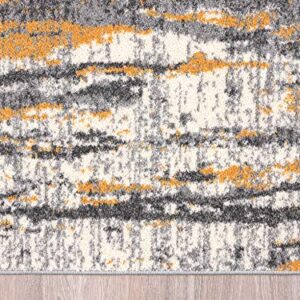 Abani Rugs Grey & Yellow Painted Pattern Area Rug Bold Rugged Contemporary Modern Style Accent, Laguna Collection | Turkish Made Superior Comfort & Construction | Stain Shed Resistant (5' x 7')