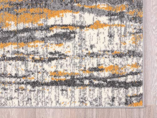 Abani Rugs Grey & Yellow Painted Pattern Area Rug Bold Rugged Contemporary Modern Style Accent, Laguna Collection | Turkish Made Superior Comfort & Construction | Stain Shed Resistant (5' x 7')