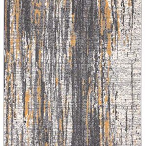 Abani Rugs Grey & Yellow Painted Pattern Area Rug Bold Rugged Contemporary Modern Style Accent, Laguna Collection | Turkish Made Superior Comfort & Construction | Stain Shed Resistant (5' x 7')