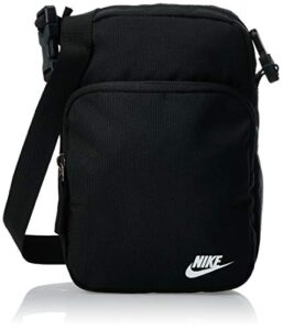 nike heritage small items 2.0 tote bag, black/black/(white), one size