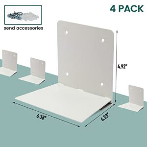 STORAGE MANIAC Invisible Floating Bookshelves Wall Mounted, Heavy-Duty Book Organizers, Iron Wall Mounted Shelves for Bedroom, White 4-Pack Large