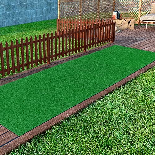 Sweethome Meadowland Collection Indoor and Outdoor Green Artificial Grass Turf Runner Rug 2'7" X 9'10" Green Artificial Grass/Pet mat with Rubber Backed