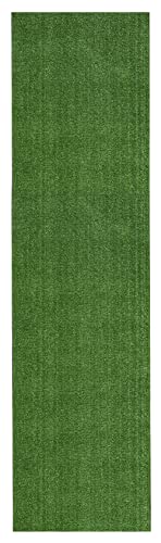 Sweethome Meadowland Collection Indoor and Outdoor Green Artificial Grass Turf Runner Rug 2'7" X 9'10" Green Artificial Grass/Pet mat with Rubber Backed