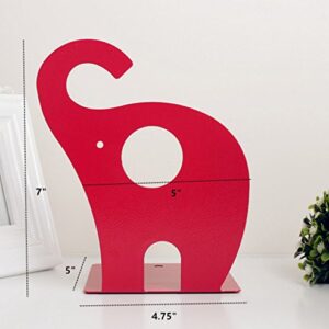 Leoyoubei Vintage Bookends with Felt Pads to Protect Bookshelf Bookcase Non-Slip Heavy Steel Elephant 1 Pairs White