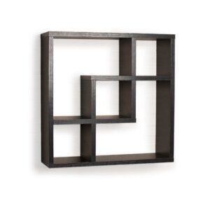 danya b. ff4513b modern minimalistic wall decor – geometric square compartment wall mount shelf with 5 openings – black