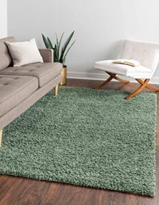 unique loom davos shag collection modern luxuriously soft & cozy shag area rug (4′ 0 x 6′ 0 rectangular, sage)