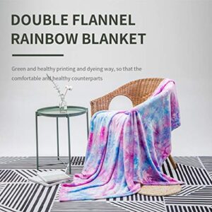 cocoplay w colorful throw blanket, rainbow throw blanket super soft fuzzy light weight luxurious cozy warm microfiber blanket for bed couch living room (purple rainbow, throw (50″x60″))