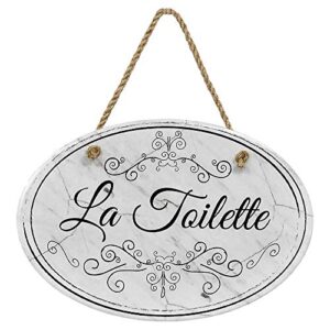 la toilette marble bathroom sign | 8 3/4″ x 6” x 5/16” | home décor collection | ceramic with design | oval bathroom wall plaque | bathroom wall décor | bathroom décor wall art (la toilette)