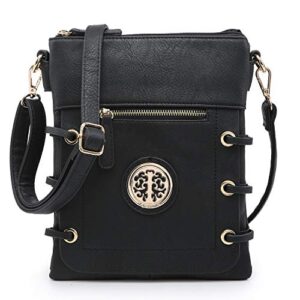 dasein women lightweight shoulder purse soft pu leather crossbody bag multi pocket travel purses with double zipper (black)