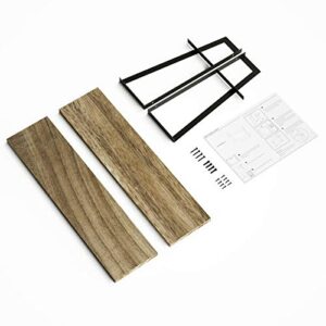 SRIWATANA Floating Wall Shelves, 2-Tier Rustic Wood Shelves for Bedoom, Bathroom, Living Room, Kitchen(Carbonized Black)