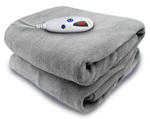 biddeford blankets micro plush electric heated blanket with digital controller, throw, grey