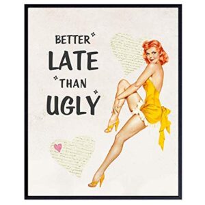 Funny Vintage 1950s Pinup Girl Bathroom Home Decor Print - 8x10 Retro Wall Art Decoration for Bath, Bedroom - Cute Unique Gift for Women, Woman, Her or Girls - Unframed