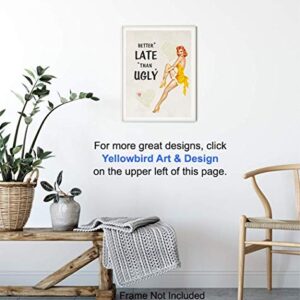 Funny Vintage 1950s Pinup Girl Bathroom Home Decor Print - 8x10 Retro Wall Art Decoration for Bath, Bedroom - Cute Unique Gift for Women, Woman, Her or Girls - Unframed