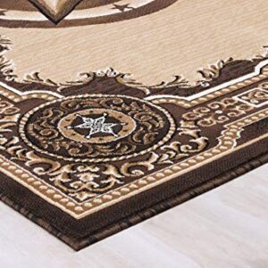 Allstar 5x7 Traditional Accent Rug in Berber with Chocolate Western Texas Star Design (5' x 7')