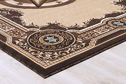 Allstar 5x7 Traditional Accent Rug in Berber with Chocolate Western Texas Star Design (5' x 7')