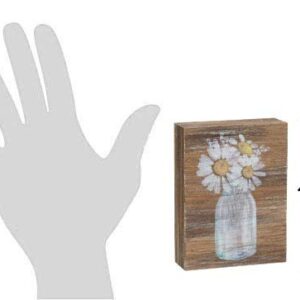 Inspirational Wood Grain Mini Block Sign, 4" (Daisies)