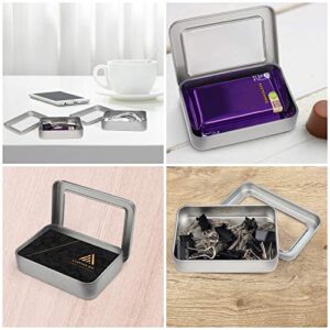 Kurtzy Silver Metal Storage Tin Box with Lid (10 Pack) - 9 x 6.3 x 1.8cm / 3.54 x 2.48 x 0.71 Inches - Small & Portable Non-Hinged Empty Containers - Mini Rectangular Home Craft & Survival Container