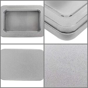 Kurtzy Silver Metal Storage Tin Box with Lid (10 Pack) - 9 x 6.3 x 1.8cm / 3.54 x 2.48 x 0.71 Inches - Small & Portable Non-Hinged Empty Containers - Mini Rectangular Home Craft & Survival Container